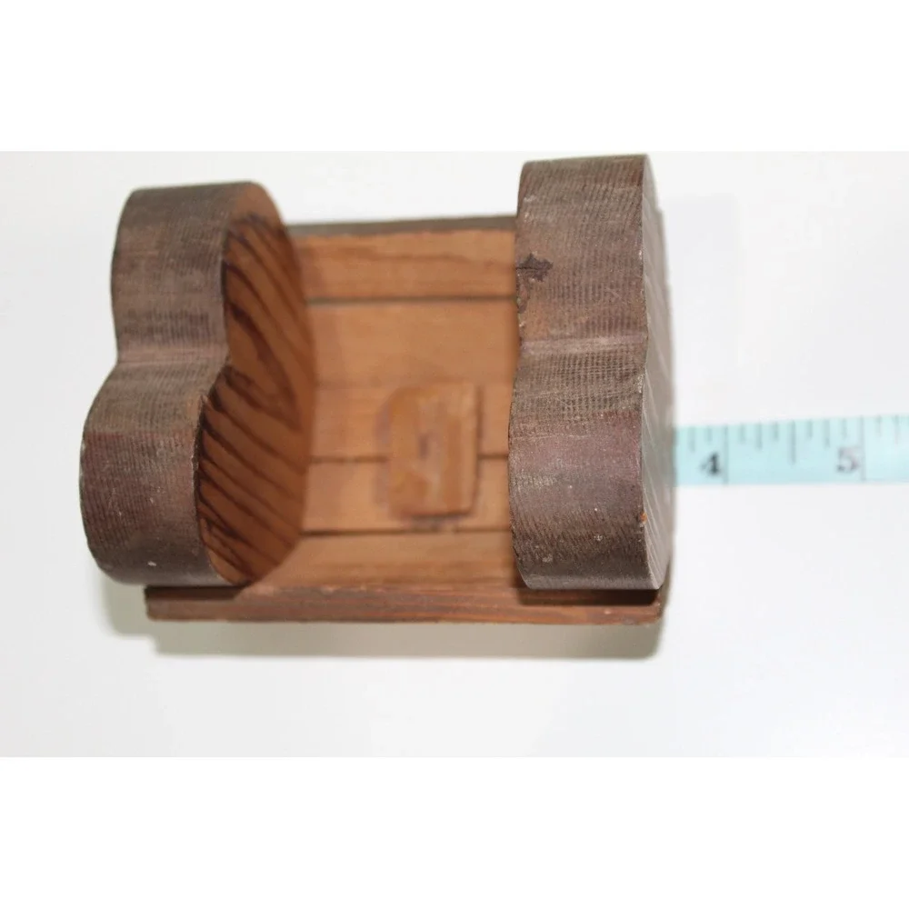 Rustic Wooden Heart Napkin Holder Primitive Farmhouse Dark Stain Wood Decor